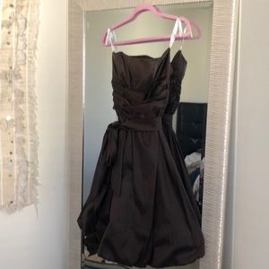Strapless brown party dress